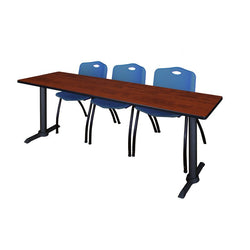 Regency Cain Seminar Training Table with 3 M Stack Chairs 84" x 24" x 29" (REG-MTRCT8424-47)