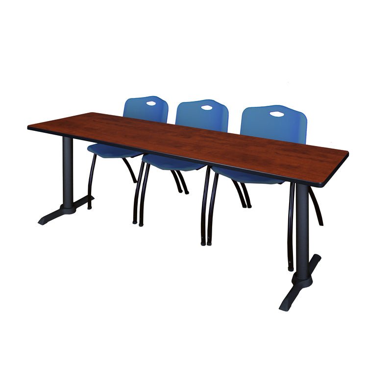 Regency Cain Seminar Training Table with 3 M Stack Chairs 84" x 24" x 29" (REG - MTRCT8424 - 47) - SchoolOutlet