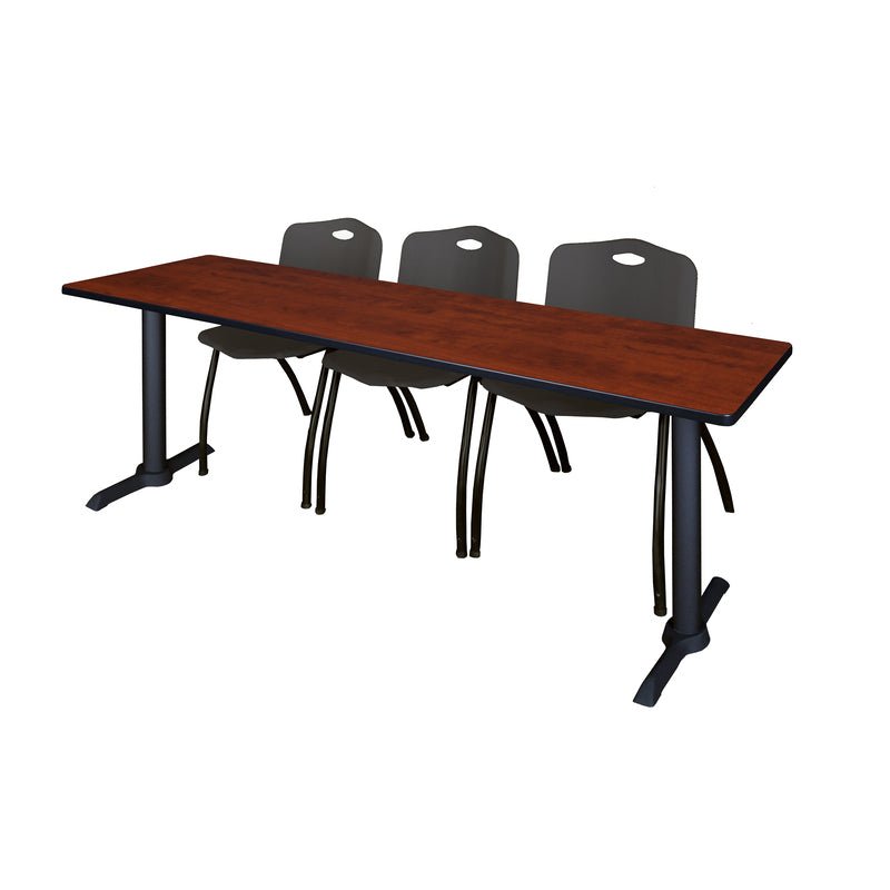 Regency Cain Seminar Training Table with 3 M Stack Chairs 84" x 24" x 29" (REG - MTRCT8424 - 47) - SchoolOutlet