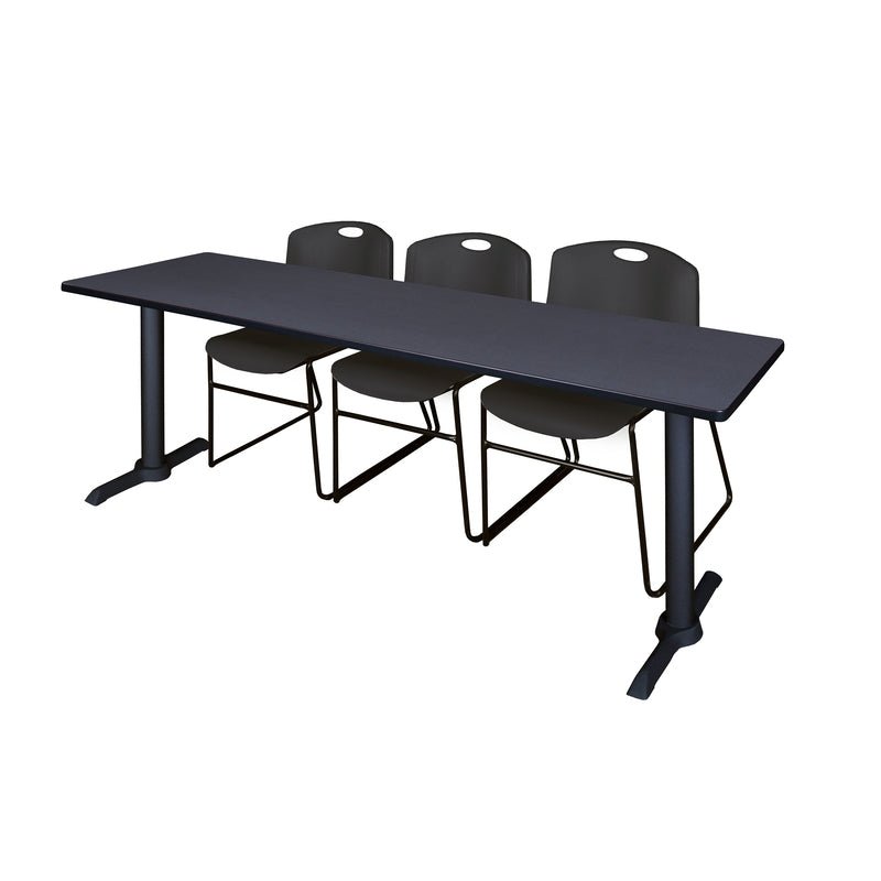 Regency Cain Collaborative Seminar Suite with 3 Zeng Stack Chairs 84" x 24" x 29" (REG - MTRCT8424 - 44) - SchoolOutlet