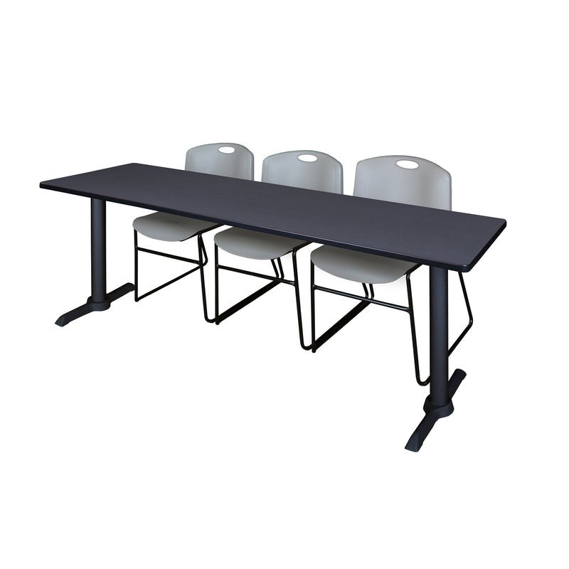 Regency Cain Collaborative Seminar Suite with 3 Zeng Stack Chairs 84" x 24" x 29" (REG - MTRCT8424 - 44) - SchoolOutlet