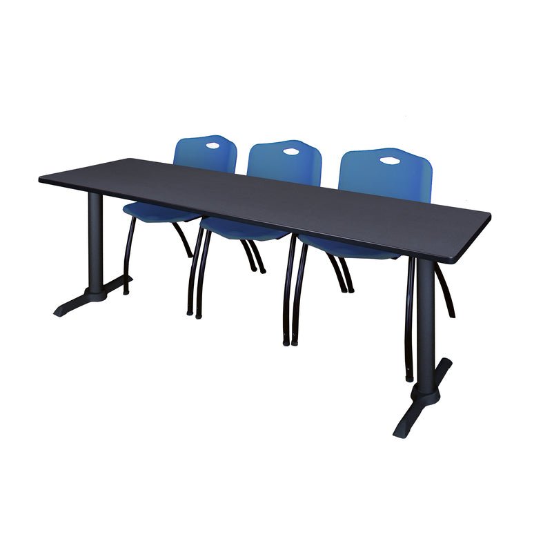Regency Cain Seminar Training Table with 3 M Stack Chairs 84" x 24" x 29" (REG - MTRCT8424 - 47) - SchoolOutlet
