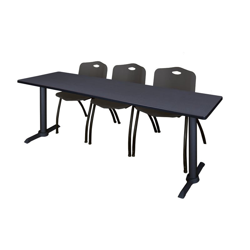 Regency Cain Seminar Training Table with 3 M Stack Chairs 84" x 24" x 29" (REG - MTRCT8424 - 47) - SchoolOutlet