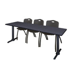 Regency Cain Seminar Training Table with 3 M Stack Chairs 84