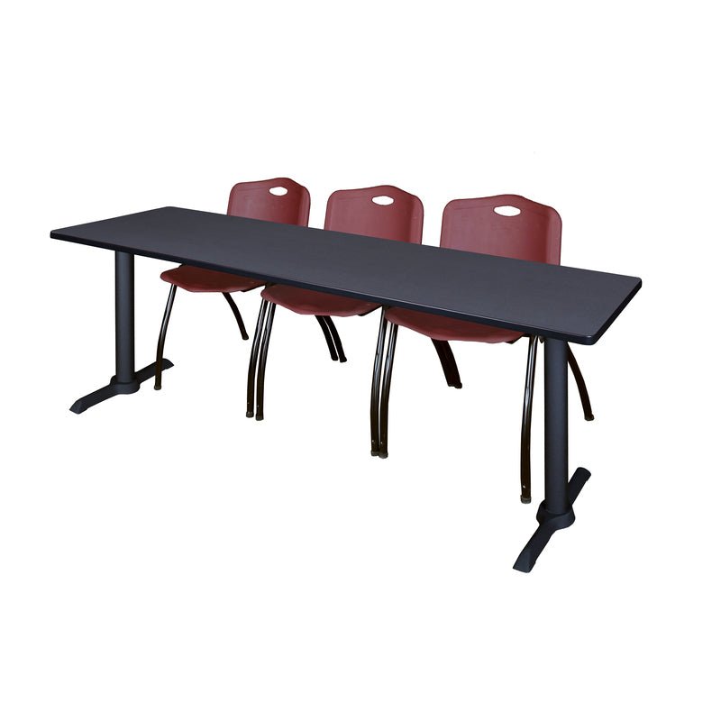 Regency Cain Seminar Training Table with 3 M Stack Chairs 84" x 24" x 29" (REG - MTRCT8424 - 47) - SchoolOutlet