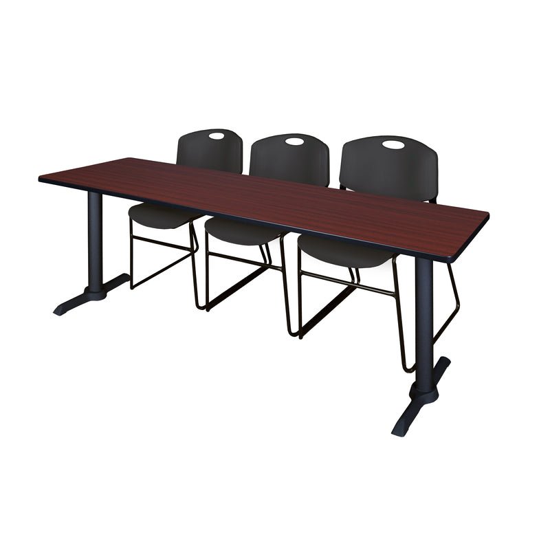Regency Cain Collaborative Seminar Suite with 3 Zeng Stack Chairs 84" x 24" x 29" (REG - MTRCT8424 - 44) - SchoolOutlet