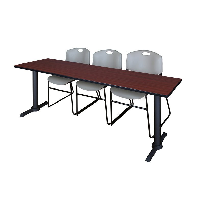 Regency Cain Collaborative Seminar Suite with 3 Zeng Stack Chairs 84" x 24" x 29" (REG - MTRCT8424 - 44) - SchoolOutlet