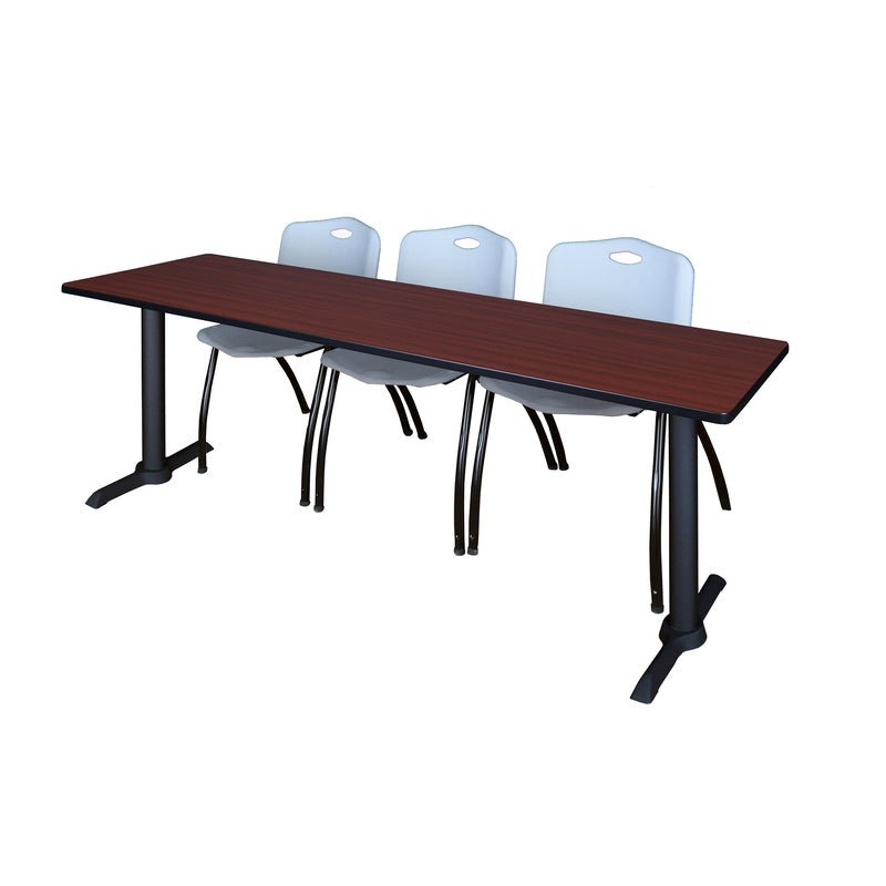 Regency Cain Seminar Training Table with 3 M Stack Chairs 84" x 24" x 29" (REG - MTRCT8424 - 47) - SchoolOutlet