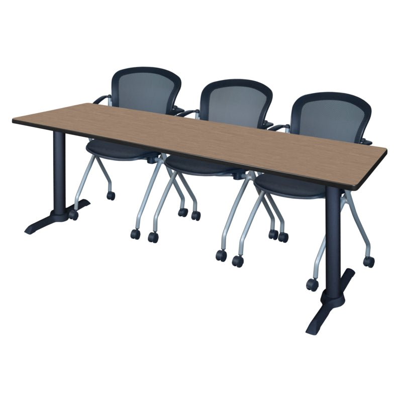 Regency Cain Executive Seminar Suite with 3 Cadence Nesting Chairs 84" x 24" x 29" (REG - MTRCT8424 - 23) - SchoolOutlet