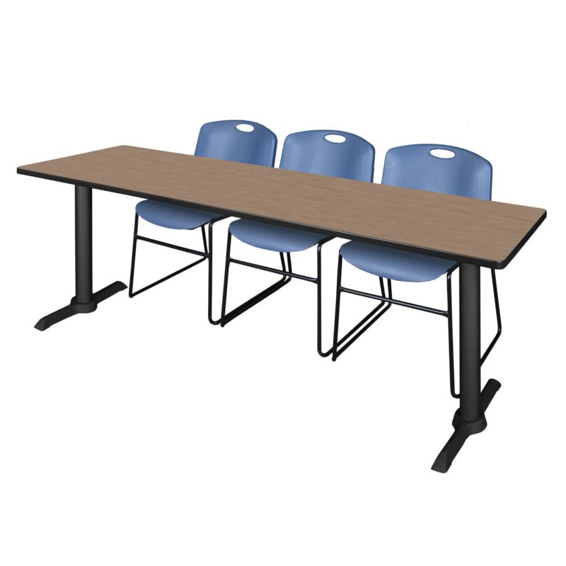 Regency Cain Collaborative Seminar Suite with 3 Zeng Stack Chairs 84" x 24" x 29" (REG - MTRCT8424 - 44) - SchoolOutlet