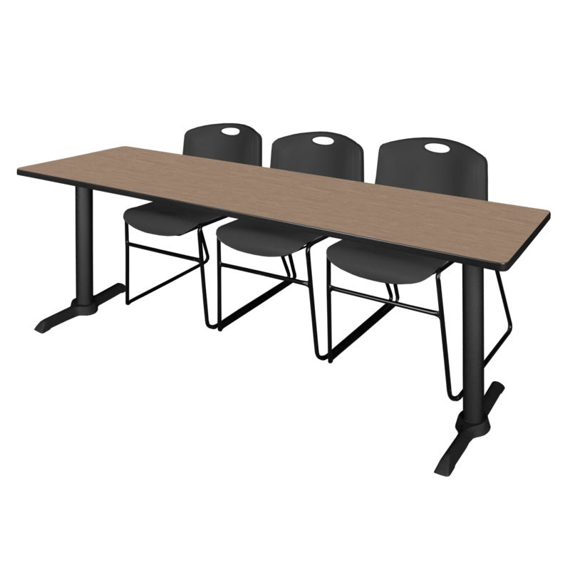 Regency Cain Collaborative Seminar Suite with 3 Zeng Stack Chairs 84" x 24" x 29" (REG - MTRCT8424 - 44) - SchoolOutlet