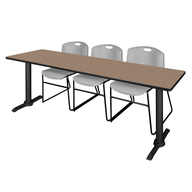 Regency Cain Collaborative Seminar Suite with 3 Zeng Stack Chairs 84" x 24" x 29" (REG - MTRCT8424 - 44) - SchoolOutlet