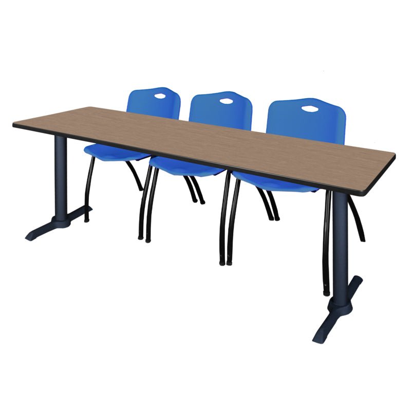 Regency Cain Seminar Training Table with 3 M Stack Chairs 84" x 24" x 29" (REG - MTRCT8424 - 47) - SchoolOutlet