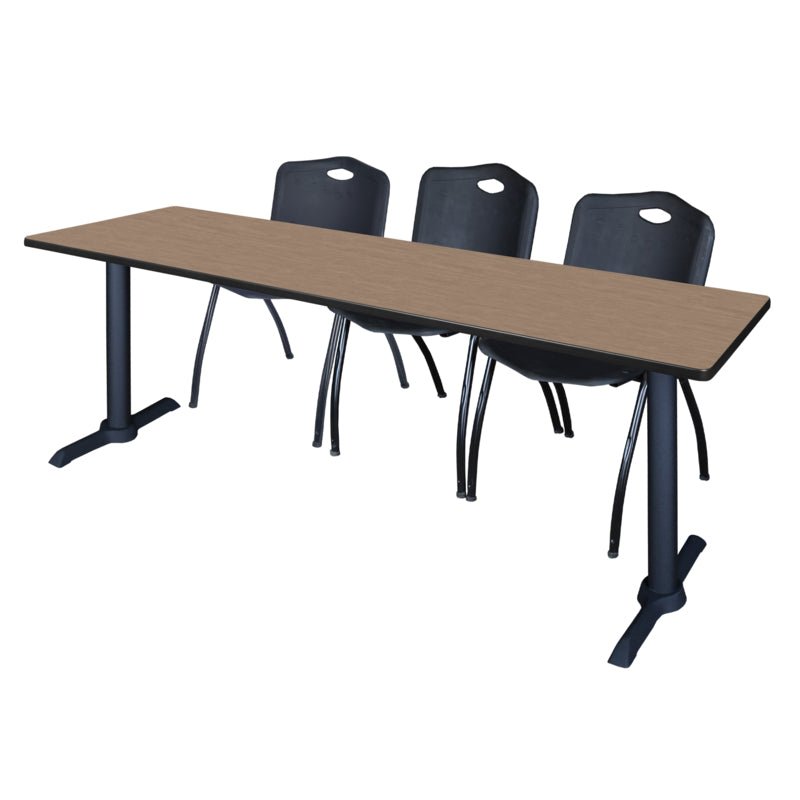 Regency Cain Seminar Training Table with 3 M Stack Chairs 84" x 24" x 29" (REG - MTRCT8424 - 47) - SchoolOutlet