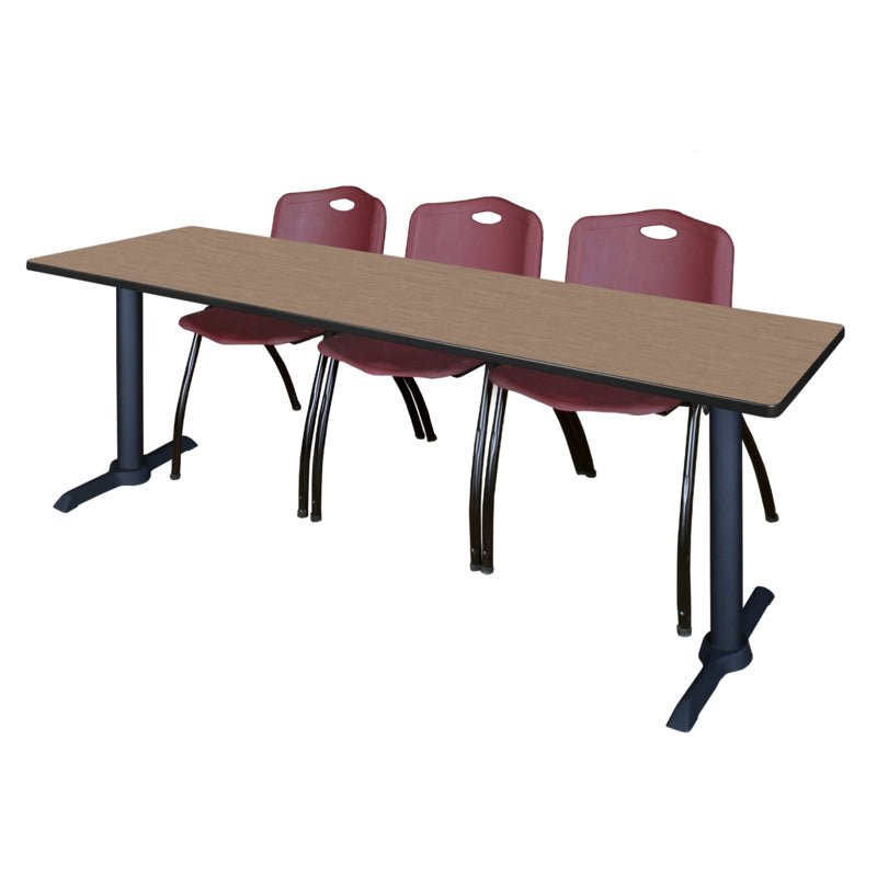 Regency Cain Seminar Training Table with 3 M Stack Chairs 84" x 24" x 29" (REG - MTRCT8424 - 47) - SchoolOutlet