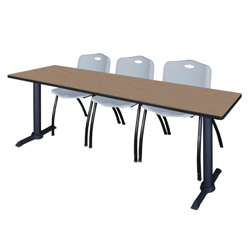 Regency Cain Seminar Training Table with 3 M Stack Chairs 84" x 24" x 29" (REG - MTRCT8424 - 47) - SchoolOutlet