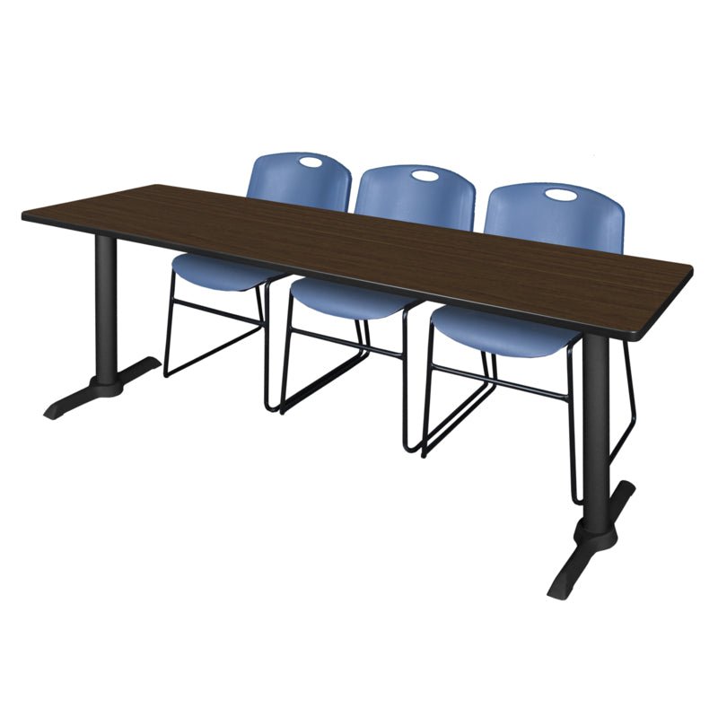 Regency Cain Collaborative Seminar Suite with 3 Zeng Stack Chairs 84" x 24" x 29" (REG - MTRCT8424 - 44) - SchoolOutlet