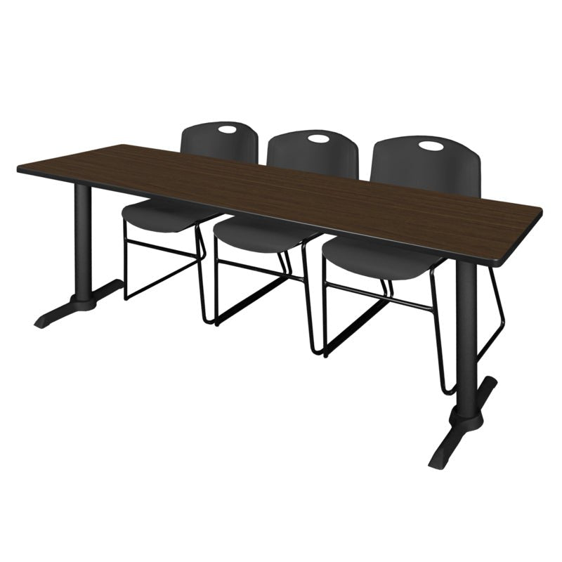 Regency Cain Collaborative Seminar Suite with 3 Zeng Stack Chairs 84" x 24" x 29" (REG - MTRCT8424 - 44) - SchoolOutlet