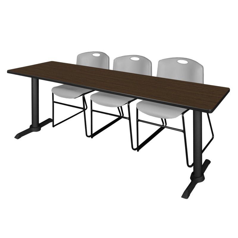 Regency Cain Collaborative Seminar Suite with 3 Zeng Stack Chairs 84" x 24" x 29" (REG - MTRCT8424 - 44) - SchoolOutlet