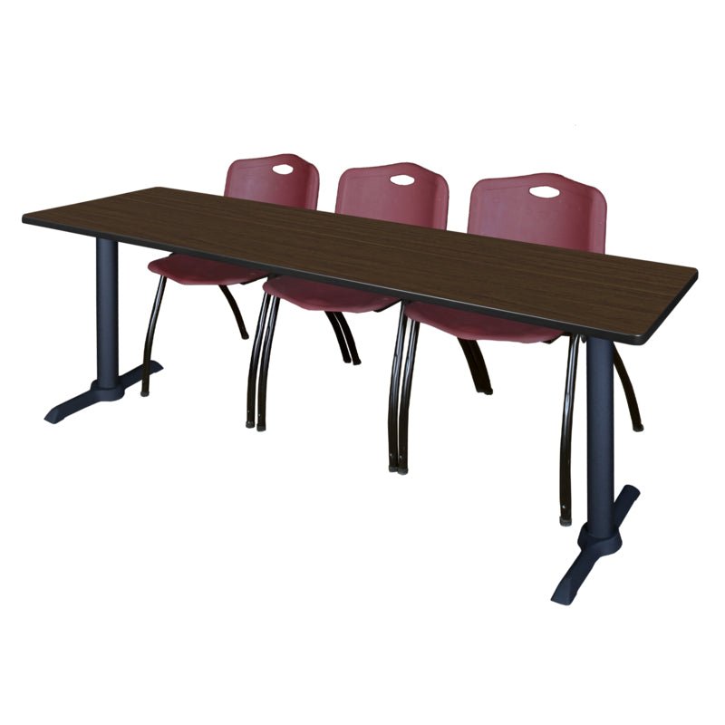 Regency Cain Seminar Training Table with 3 M Stack Chairs 84" x 24" x 29" (REG - MTRCT8424 - 47) - SchoolOutlet