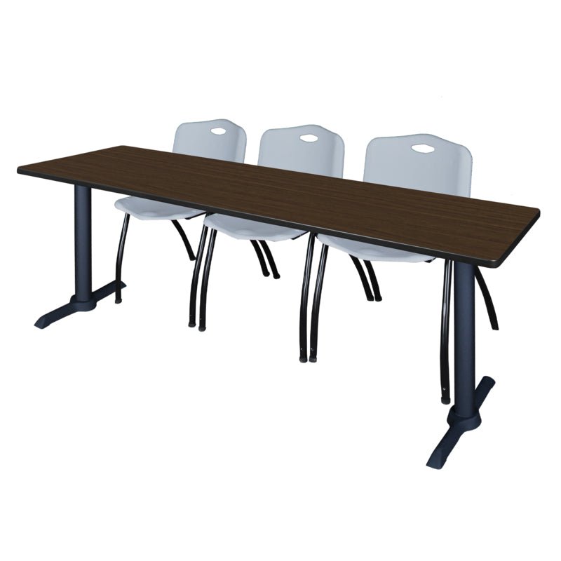 Regency Cain Seminar Training Table with 3 M Stack Chairs 84" x 24" x 29" (REG - MTRCT8424 - 47) - SchoolOutlet