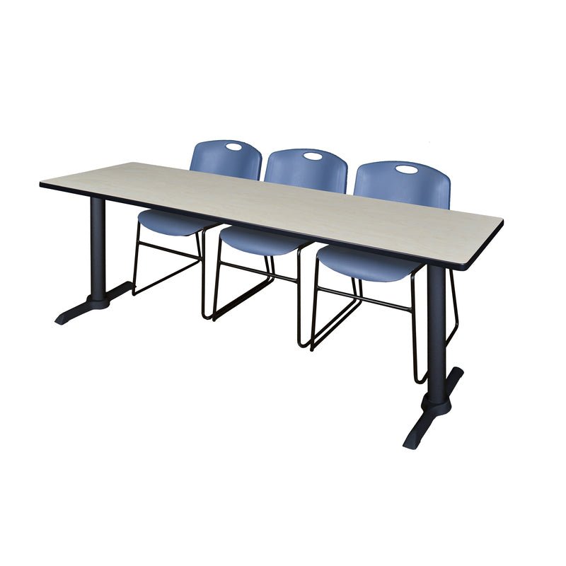 Regency Cain Collaborative Seminar Suite with 3 Zeng Stack Chairs 84" x 24" x 29" (REG - MTRCT8424 - 44) - SchoolOutlet