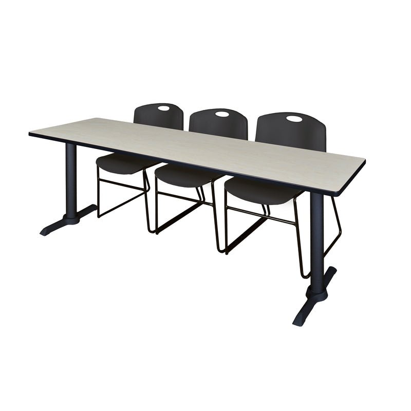 Regency Cain Collaborative Seminar Suite with 3 Zeng Stack Chairs 84" x 24" x 29" (REG - MTRCT8424 - 44) - SchoolOutlet