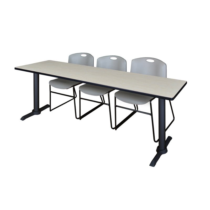Regency Cain Collaborative Seminar Suite with 3 Zeng Stack Chairs 84" x 24" x 29" (REG - MTRCT8424 - 44) - SchoolOutlet