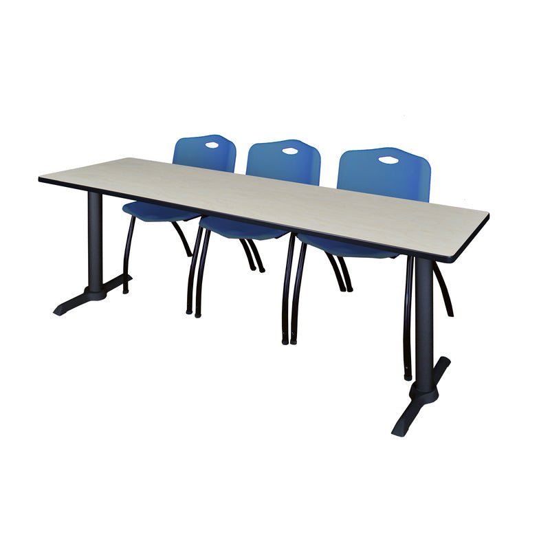 Regency Cain Seminar Training Table with 3 M Stack Chairs 84" x 24" x 29" (REG - MTRCT8424 - 47) - SchoolOutlet