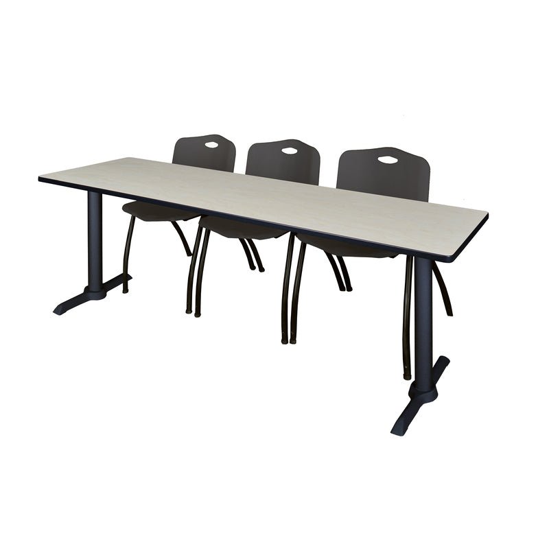 Regency Cain Seminar Training Table with 3 M Stack Chairs 84" x 24" x 29" (REG - MTRCT8424 - 47) - SchoolOutlet