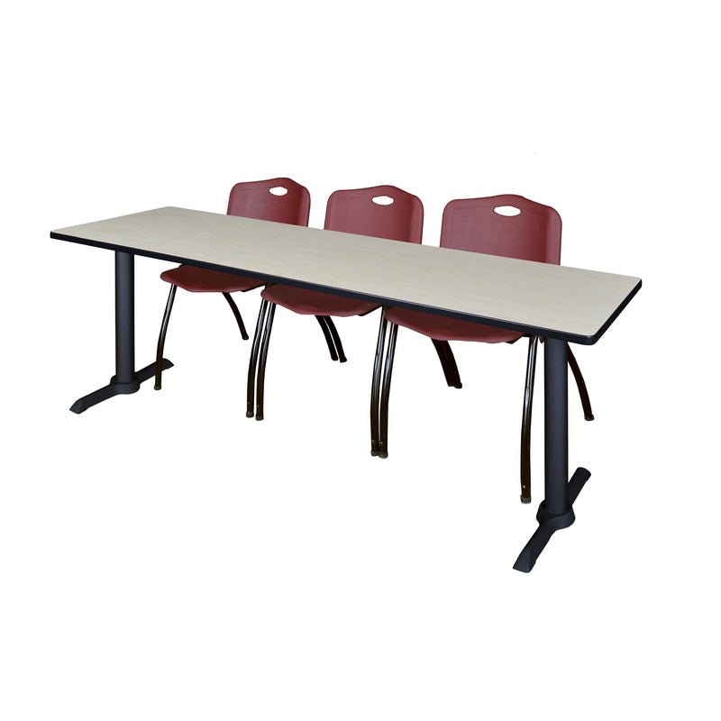 Regency Cain Seminar Training Table with 3 M Stack Chairs 84" x 24" x 29" (REG - MTRCT8424 - 47) - SchoolOutlet