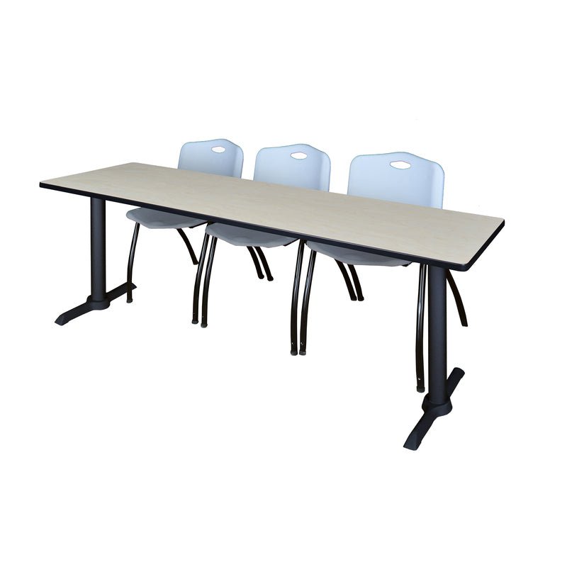 Regency Cain Seminar Training Table with 3 M Stack Chairs 84" x 24" x 29" (REG - MTRCT8424 - 47) - SchoolOutlet