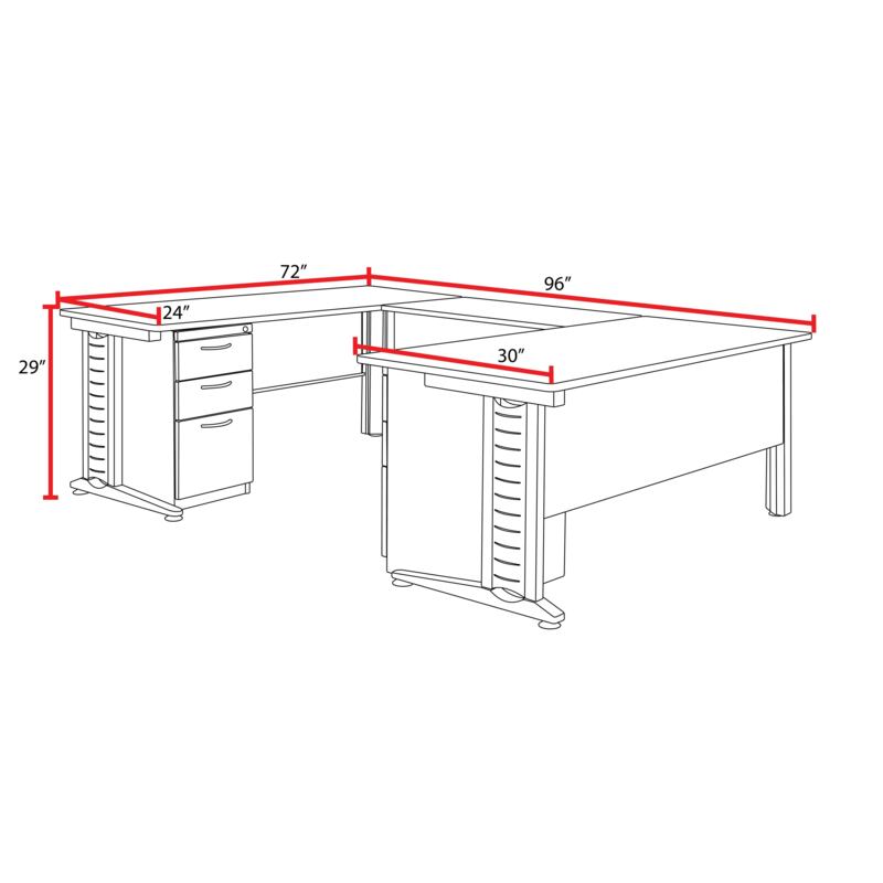 Regency Fusion Professional Series Grand Executive U - Shaped Command Workstation with Double Pedestal Drawer Unit 72" W x 96" D x 29" H (REG - MUD723042) - SchoolOutlet