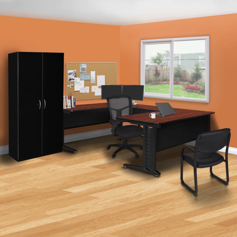 Regency Fusion Professional Series Grand Executive U - Shaped Command Workstation 66" W x 102" D x 29" H (REG - MUDS663048) - SchoolOutlet
