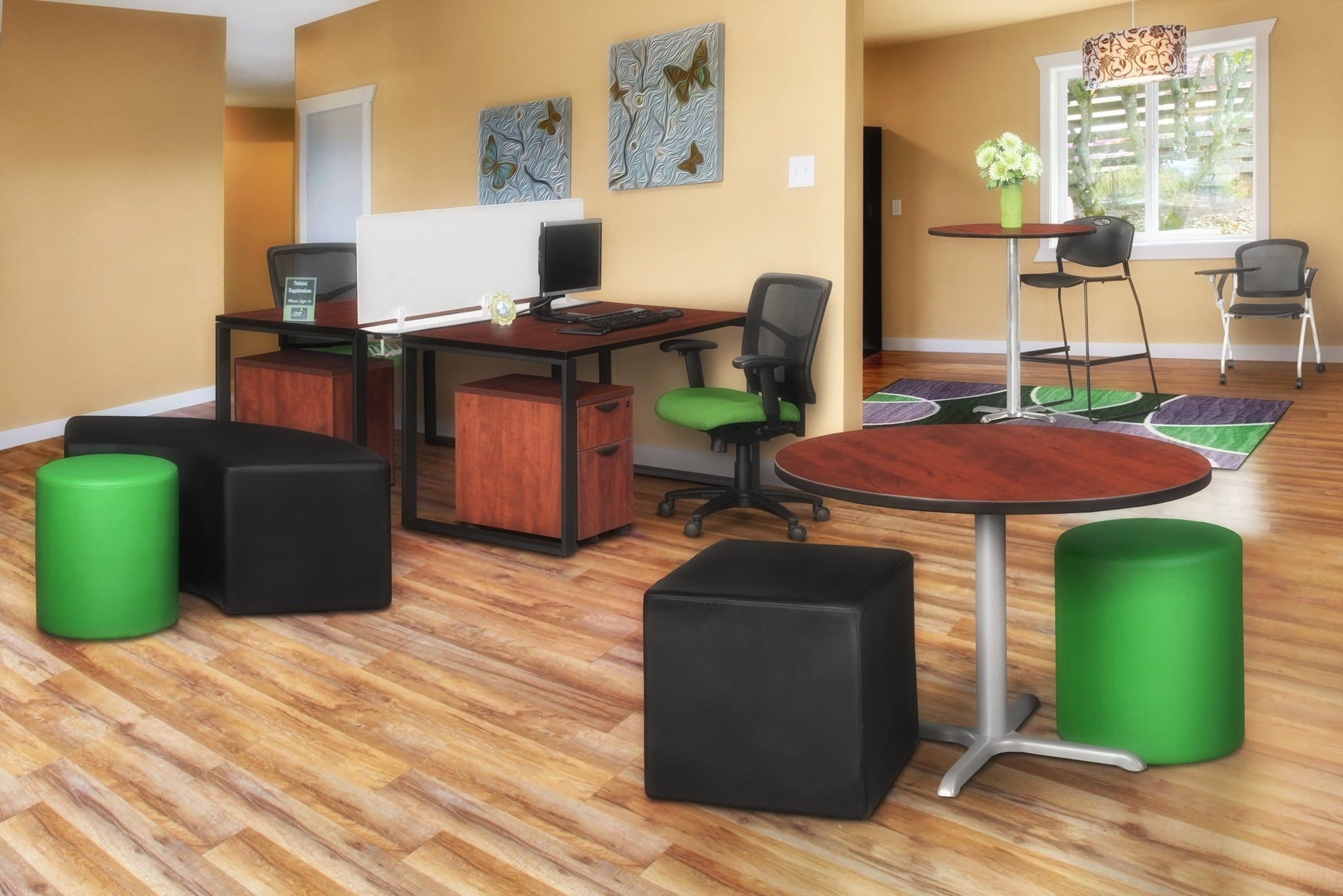 Regency Jean Square Stool Ottoman - SchoolOutlet