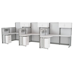 Regency Instant Office 3 Person F-Shaped Cubicle Panel Workstation with Storage 193"W x 33"D x 63"H (REG-OIAH006XX)