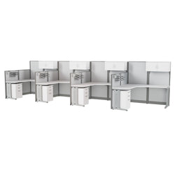 Regency Instant Office 4 Person F-Shaped Cubicle Panel Workstation with Storage 257"W x 33"D x 63"H (REG-OIAH007XX)