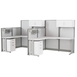 Regency Instant Office 2 Person F-Shaped Cubicle Panel Workstation with Storage 129"W x 33"D x 63"H (REG-OIAH008XX)