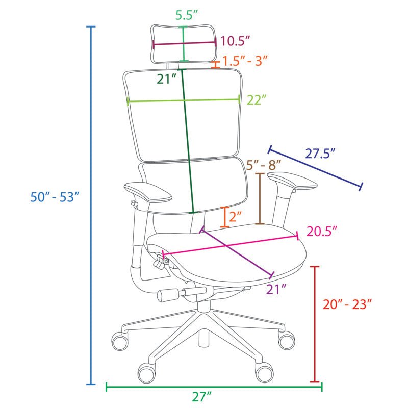 Omega Ergonomic Leather Executive Office Chair with Headrest/Adjustable Lumbar Support (OMG004CH) - SchoolOutlet