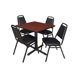 Regency Cain Professional Square Breakroom Table with 4 Restaurant Stack Chairs 30