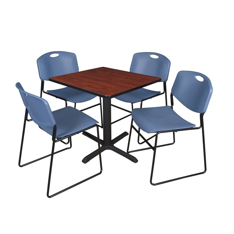 Regency Cain Professional Square Breakroom Table and 4 Zeng Stack Chairs 30"W x 30"D x 29"H (REG - TB3030 - 44) - SchoolOutlet
