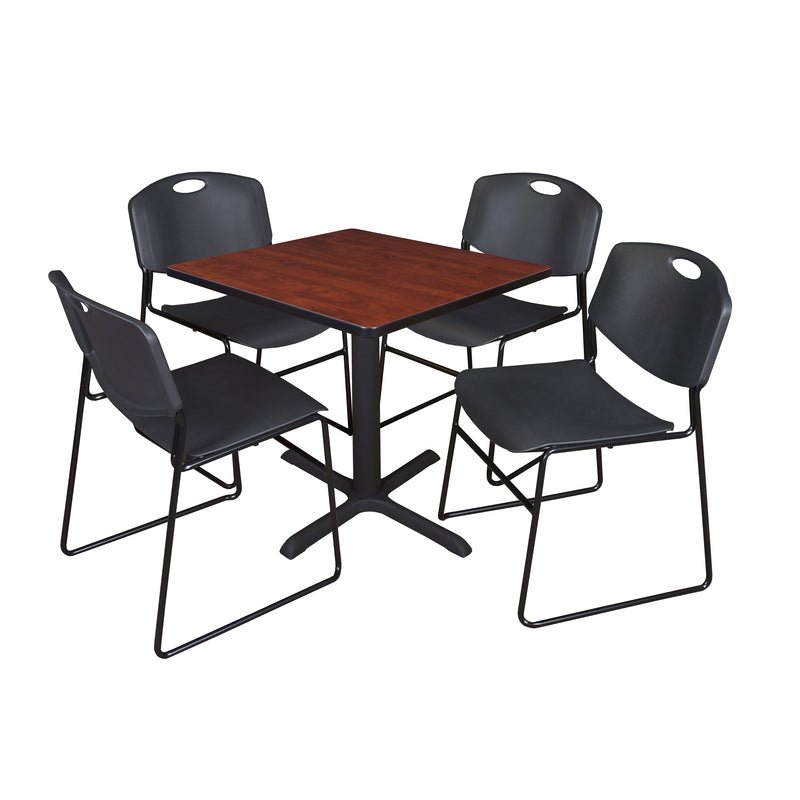 Regency Cain Professional Square Breakroom Table and 4 Zeng Stack Chairs 30"W x 30"D x 29"H (REG - TB3030 - 44) - SchoolOutlet