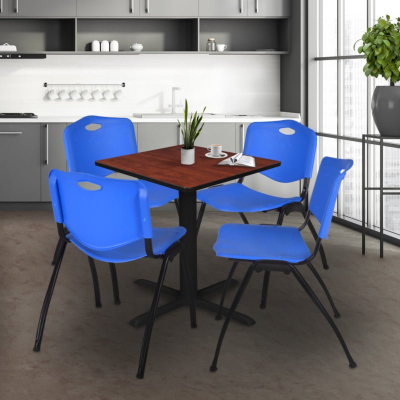 Regency Cain Professional Square Breakroom Table and 4 M Stack Chairs 30"W x 30"D x 29"H (REG - TB3030 - 47) - SchoolOutlet