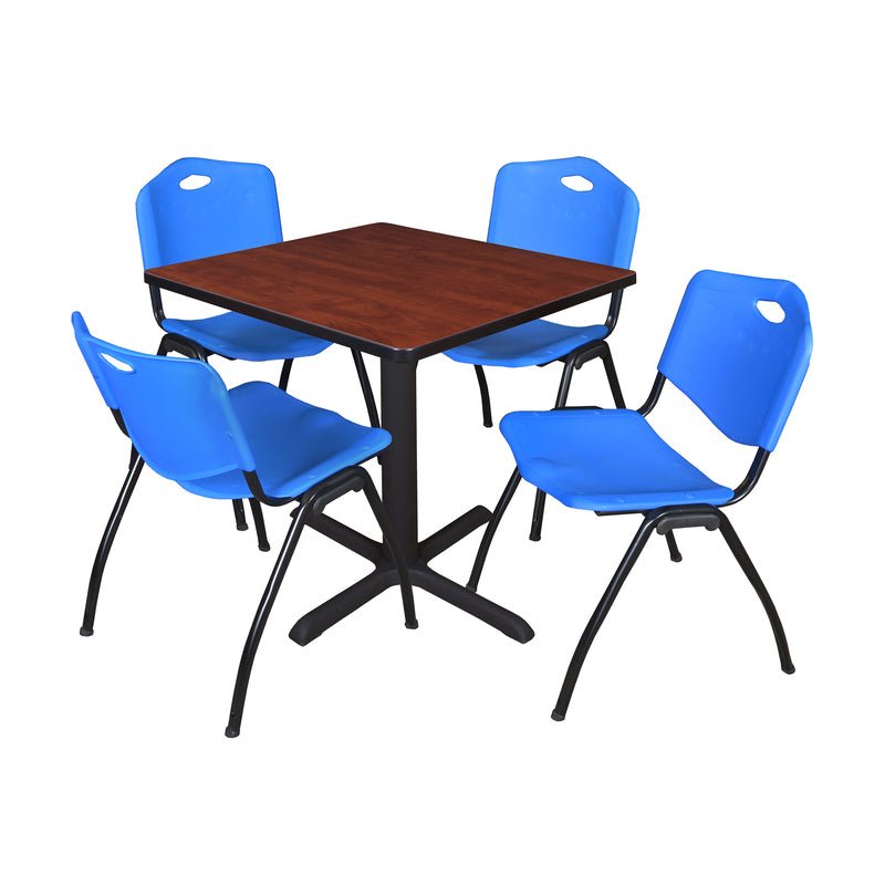 Regency Cain Professional Square Breakroom Table and 4 M Stack Chairs 30"W x 30"D x 29"H (REG - TB3030 - 47) - SchoolOutlet