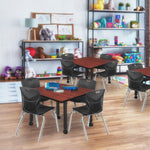Regency Kee Mobile Adjustable Classroom Square Table with 4 Andy Stack Chairs 30