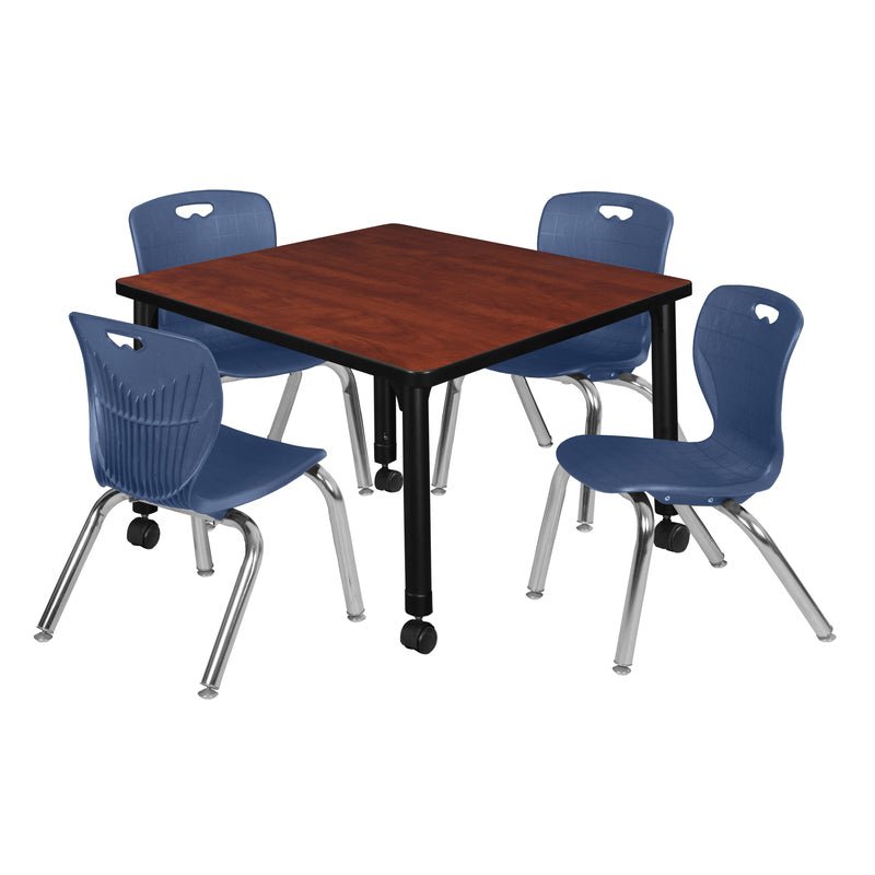 Regency Kee Mobile Adjustable Classroom Square Table with 4 Andy Stack Chairs 30" W x 30" D x 23" H (REG - TB3030 - 45) - SchoolOutlet