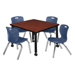 Regency Kee Mobile Adjustable Classroom Square Table with 4 Andy Stack Chairs 30