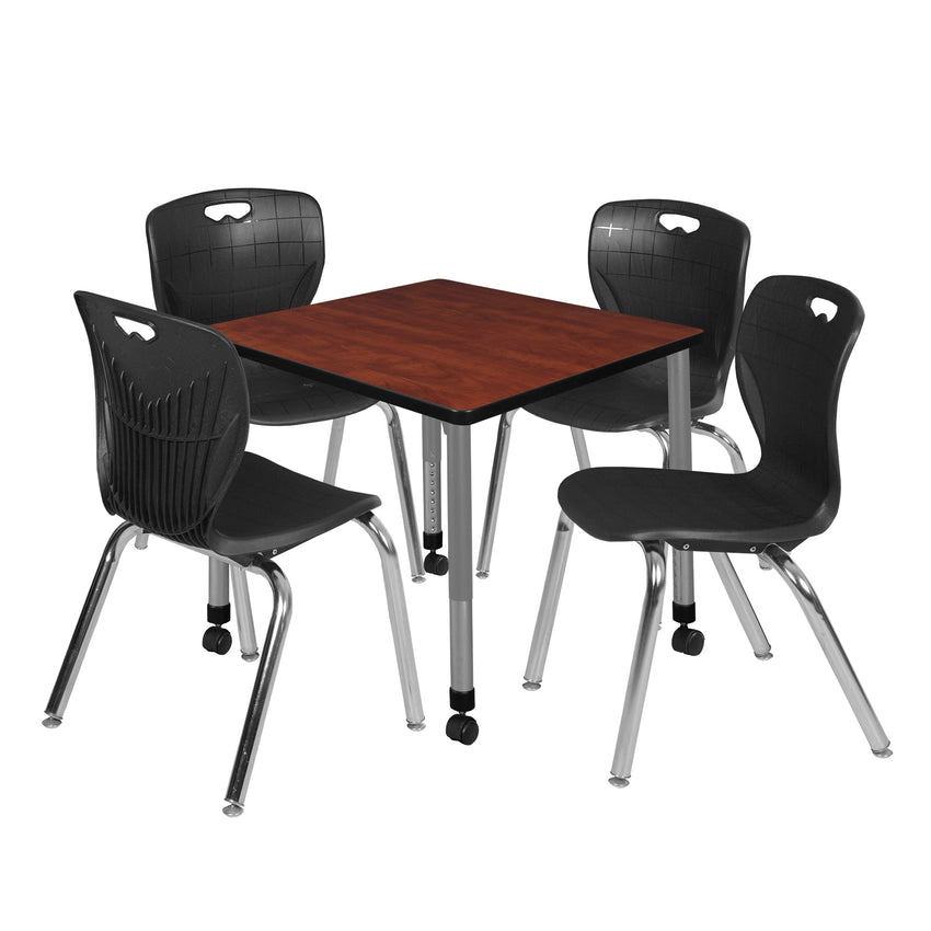 Regency Kee 30 in. Square Adjustable Classroom Table & 4 Andy 18 in. Stack Chairs - SchoolOutlet