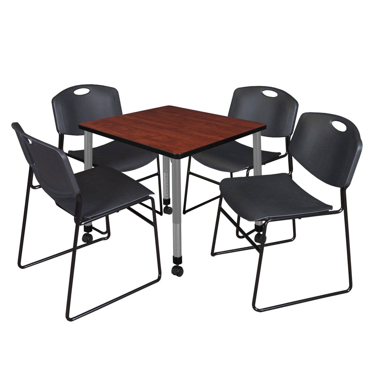 Regency Kee 30 in. Square Adjustable Classroom Table & 4 Zeng Stack Chairs - SchoolOutlet