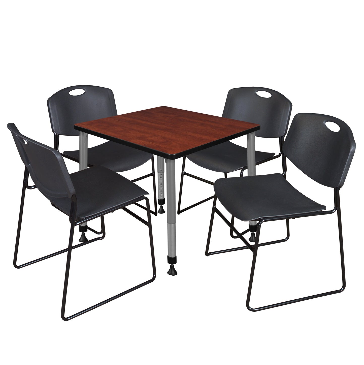 Regency Kee 30 in. Square Adjustable Classroom Table & 4 Zeng Stack Chairs - SchoolOutlet